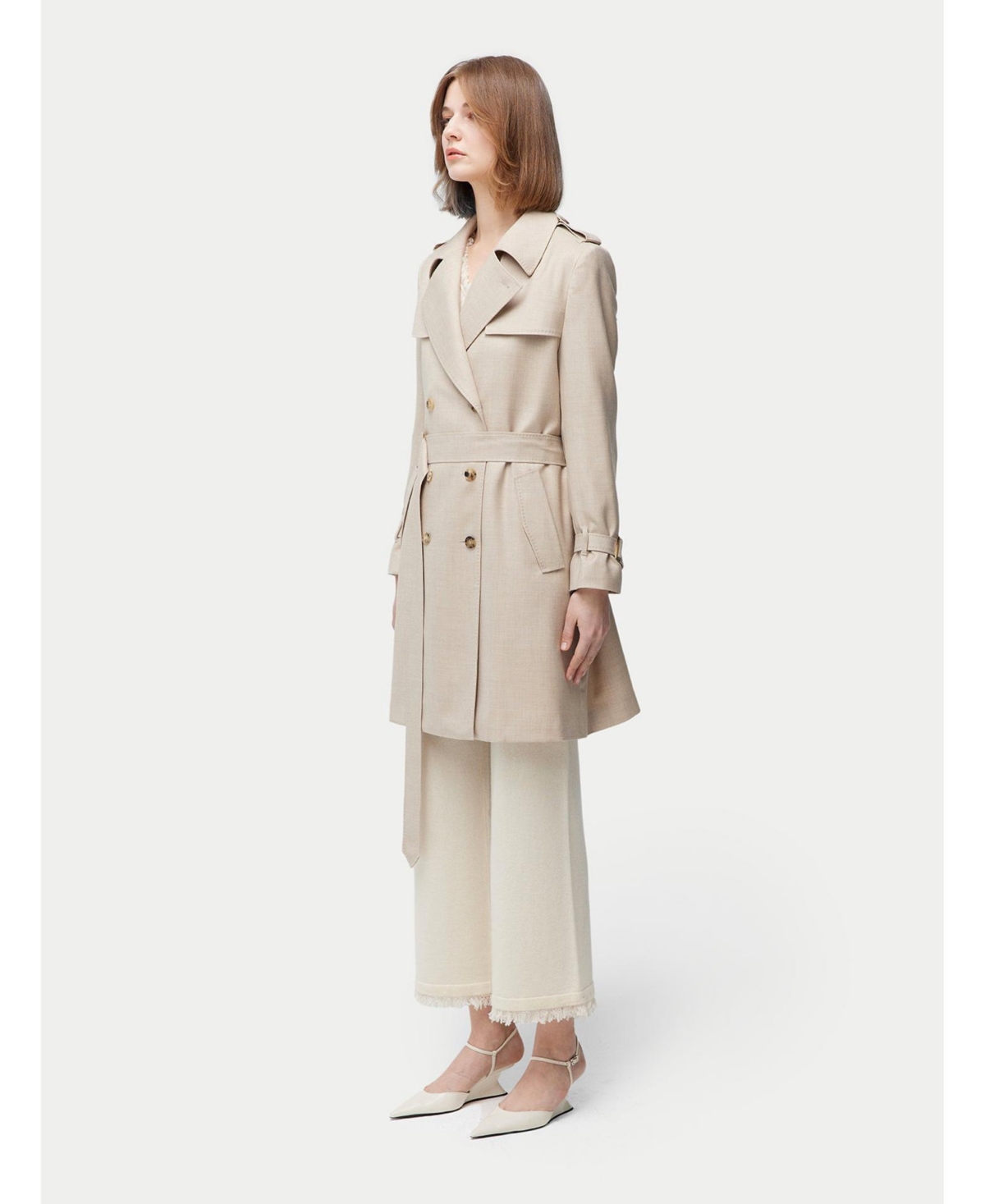 Gobi Cashmere Women's Double Breasted Cashmere Trench Coat