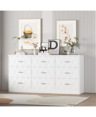 9-Drawer Dresser, 63'' Modern Wooden Storage Chest of Drawers