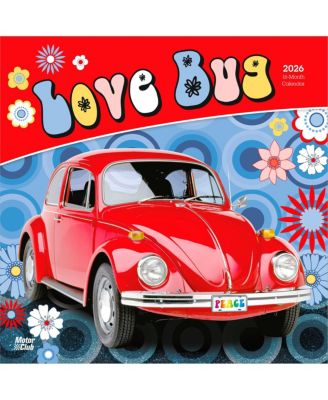 Motor Club Love Bug | 2026 12 x 24 Inch (Hanging) Monthly Square Wall Calendar | Plastic-Free