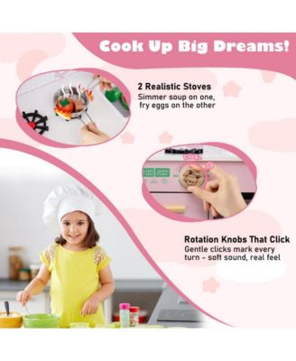 Kids Play Kitchen with Dual Stoves and Turning Knobs