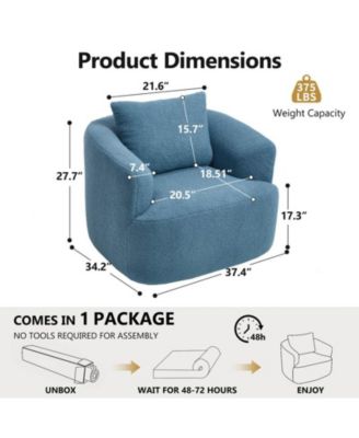 360°Swivel Round Upholstered Comfy Chair With One Soft Pillow High-Resilience Sponge Single Sofa