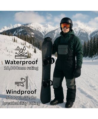 Men's Snow Bib 10K Waterproof Ski Overalls Insulated Snowboard Pants