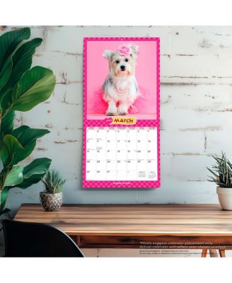Puppies in Pink | 2026 12 x 24 Inch (Hanging) Monthly Square Wall Calendar | Plastic-Free