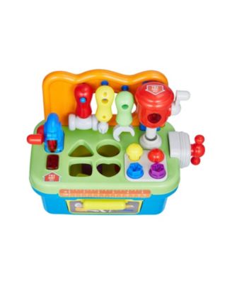 Musical Workbench Toy, Lights & Sounds Learning Tool Set, Shape Sorter, Pounding Game, Pretend Play Bench for Toddlers Age 2+