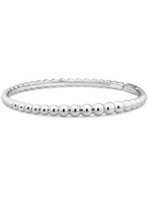 Beaded Ball Bangle Bracelet in Rhodium Plated Sterling , Size