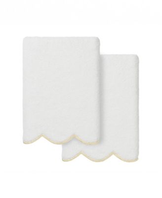 Adornia Scallop Cotton 2-Pc. Hand Towel Set, 16" x 30"