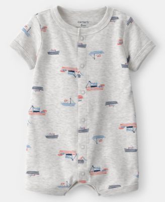 Baby Boys' Boat Print Short-Sleeve Romper