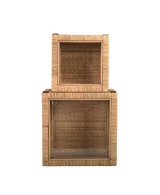 Set of 2 Sizes Modern Decorative Rectangle Display Boxes with Glass Top