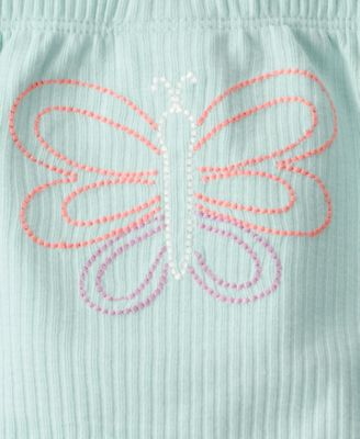 Baby Girls' Butterfly Print Bodysuits and Pants, 3-Piece Set