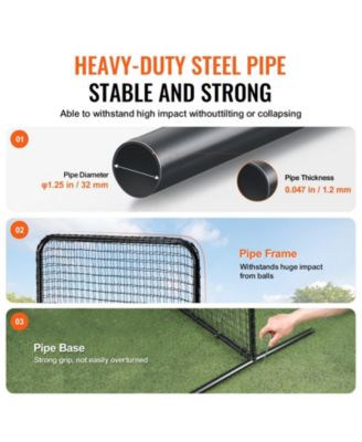 L-Screen Baseball Net, 7x7 ft Safety Pitching Screen with Carry Bag and Stakes, Heavy-Duty Batting Cage Protection Net