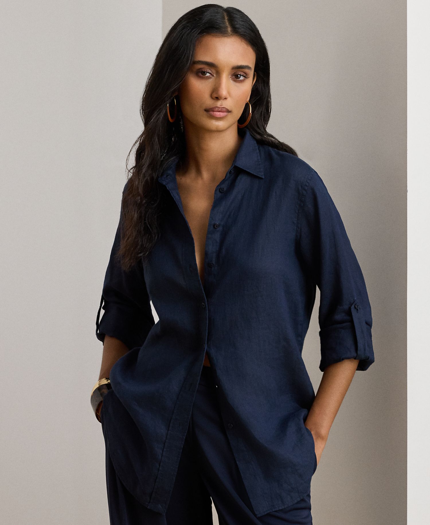Petite 100% Linen Relaxed-Fit Shirt