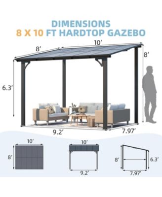 10'x8' Wall Mounted Gazebos Pergola