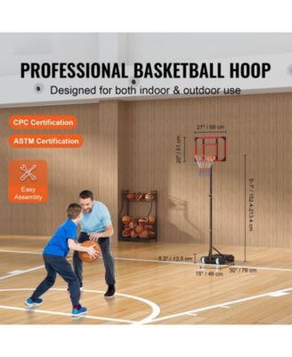 28-Inch Adjustable Basketball Hoop, 5–7 ft Portable Backboard System with Wheels and Fillable Base