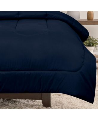 Premium Solid Navy Comforter Set – Soft Dark Blue Microfiber Bedding – 3 Piece Set with 1 Comforter and 2 Pillow Shams - Queen