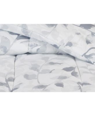 Premium Gray Leaf Comforter Set – Soft Microfiber Botanical Bedding – 3 Piece Set with 1 Comforter and 2 Pillow Shams – Queen