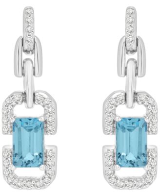 White Topaz (1/6 ct. t.w.) and Blue Topaz (5/8 ct. t.w.) Drop Earrings in Sterling Silver