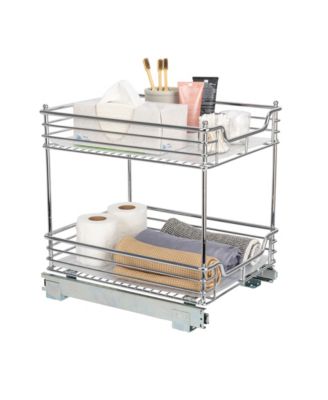 Glidez 14.25" W Steel Pull-Out Storage Organizer, 2-Tier Design, Chrome