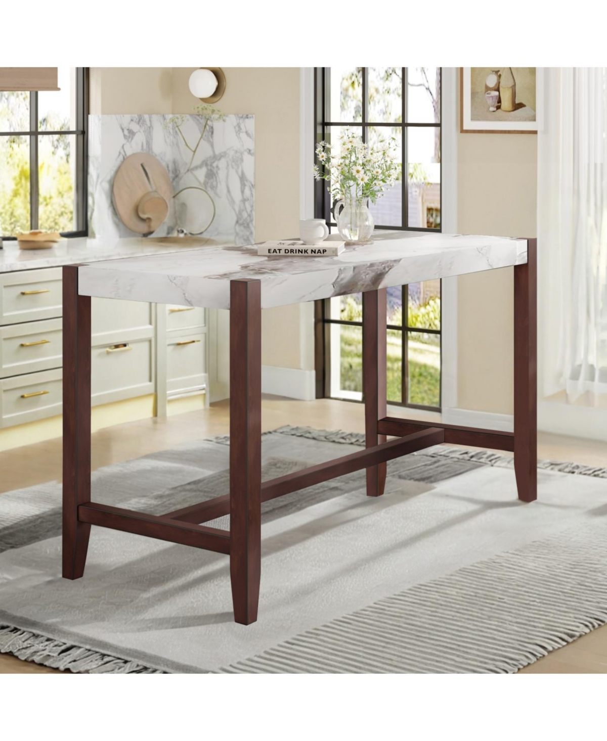 Streamdale Furniture Counter Height Faux Marble Bar Dining Table