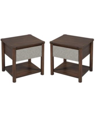 Modern King Bed Frame Set with 2 Nightstands, Light Gray Wood Platform Bed