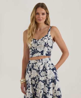 Women's Floral Cropped Bustier Top