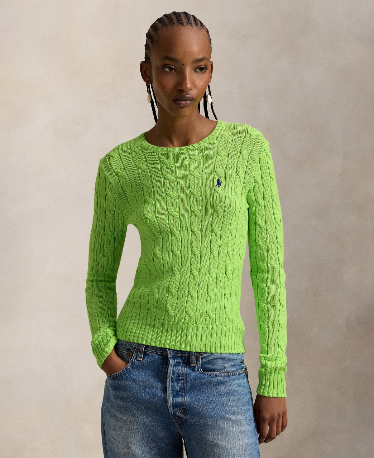 Polo Ralph Lauren Women's Cable-Knit Cotton Crewneck Sweater