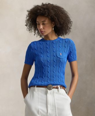 Women's Cable-Knit Short-Sleeve Sweater