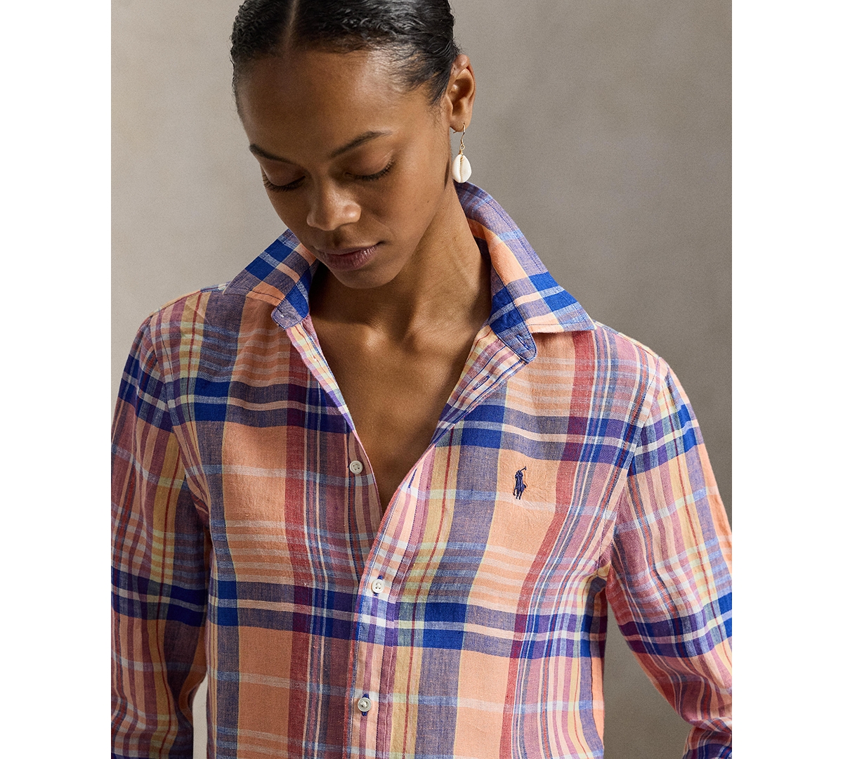 Polo Ralph Lauren Women's Classic Fit Plaid Point Collar Shirt