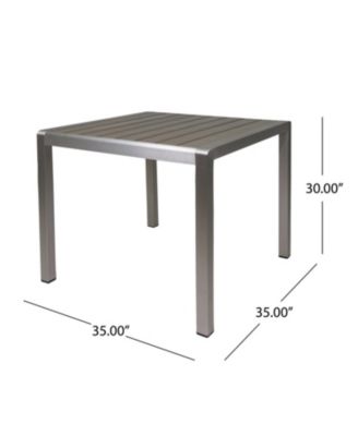 Outdoor Dining Table: Square Gray Faux Wood, 35"