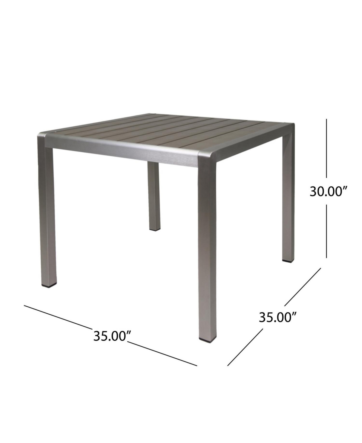 Streamdale Furniture Outdoor Dining Table: Square Gray Faux Wood, 35"