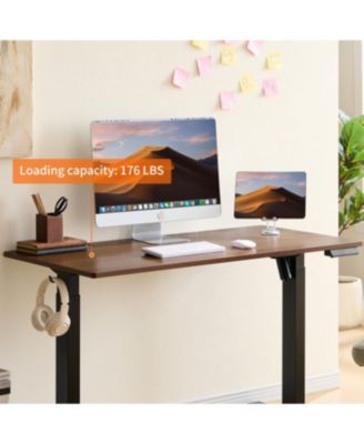Electric Standing Desk, Adjustable Height, 24x48, Black Frame/Mahogany Top