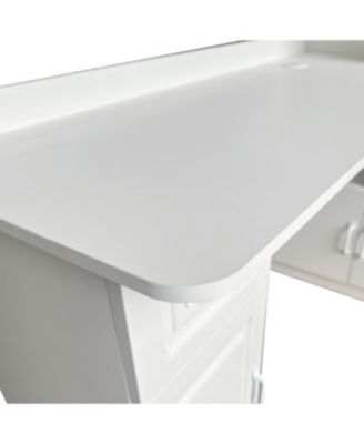 Streamdale L-Shaped Corner Computer Desk with Drawers, Bookshelf & Hutch, White