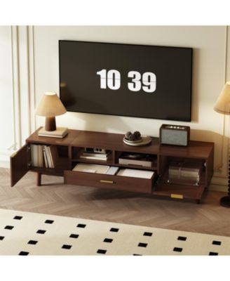 Wood TV Stand for 75" TVs with Soft-Close Doors