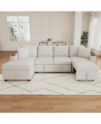 109" Sectional Sofa Bed with Ottoman