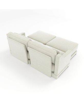 Chenille 2-Seater Sofa w/ Ottomans & Pillows