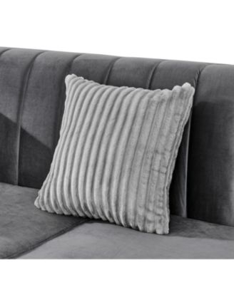 69" Velvet Loveseat Sofa, Gold Trim, Tufted, Pillows - Gray