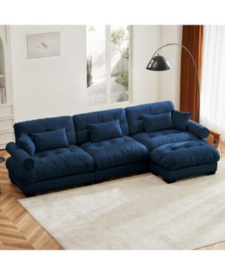 Super Comfort Oversized Modular Velvet Sectional Sofa Couch with Ottoman