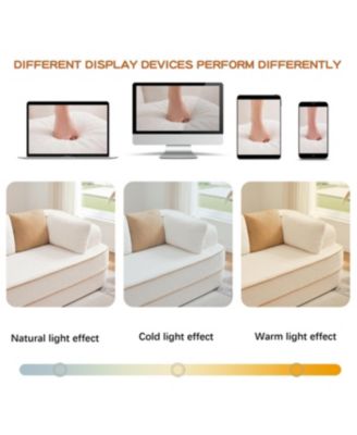 135" Teddy Fabric No Assembly 32D High Density Sponge Boneless Sofa, White