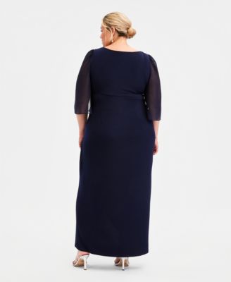 Plus Size Solid Jersey Rhinestone-Trim Maxi Dress