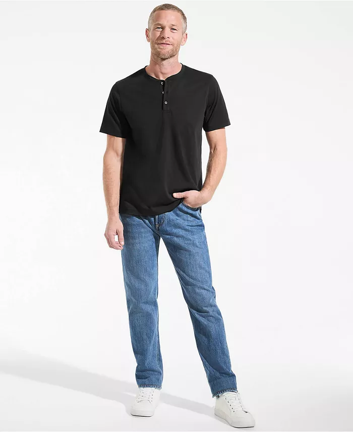 Men's Short Sleeve Cotton Supima Jersey Henley - thumbnail 3