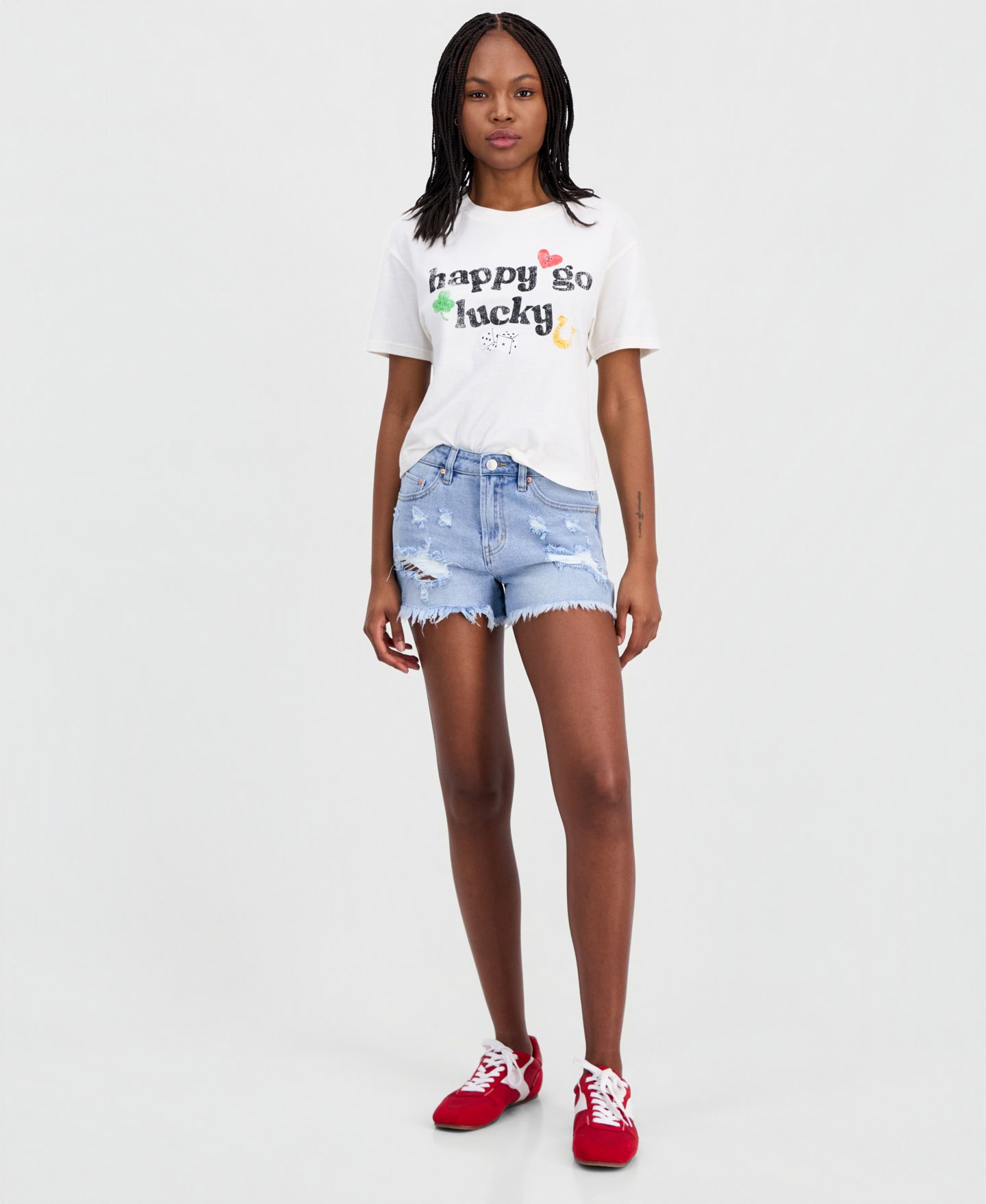 Женские шорты Madden Girl Juniors' Destructed Festival High Rise Denim Shorts, цвет: Светлая варка — фото 2