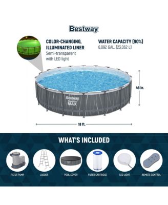 Steel Pro MAX 18' x 48" Round Above Ground Pool Set w/LED Light & Remote