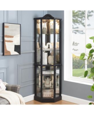 Lighted Corner Curio Cabinet - Black