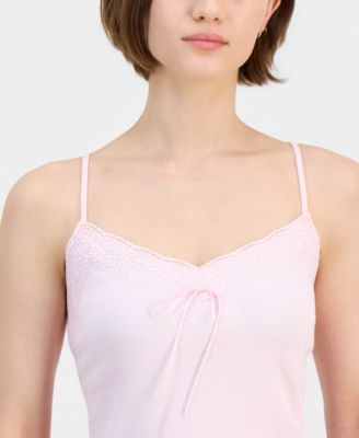 Juniors' Ribbed Lace-Trim Camisole