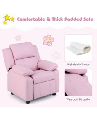 Deluxe Padded Kids Sofa Armchair Recliner Headrest Children w Storage Arms