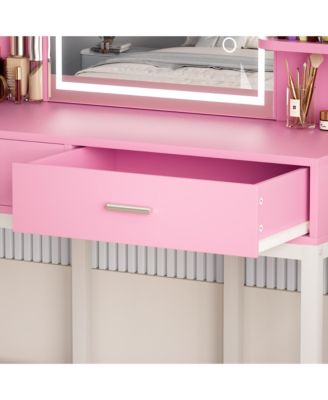 Makeup Vanity with Mirror and Lights, Vanity Table with Drawers