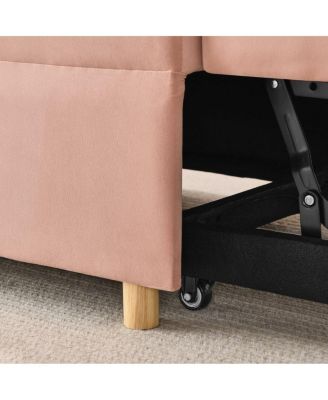 Modern Pull-Out Sleeper Chair Bed with Linen Fabric, Rolling Single Sofa Recliner for Living Room, Apartment, Office & Studio-Maison Boucle