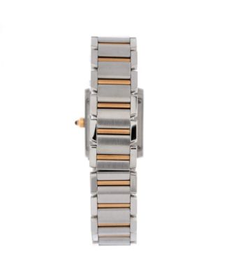 Tank Francaise Quartz Watch in Stainless Steel and Rose Gold with Diamond Markers 20mm