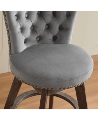 Set of 2 Velvet Bar Stools with Ergonomic Backrest 360° Swivel Kitchen Counter Stools