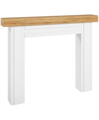 Modern Fireplace Mantel, Fireplace Surround with Leg, Natural Wood