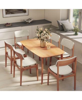 Wood Dining Table for 6, 47" Recgular Kitchen Table, Natural